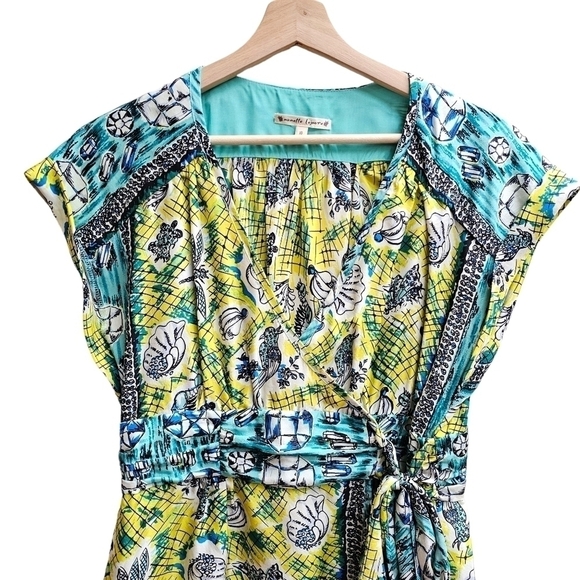 100% Silk Nanette Lepore "Ciao Bella" Print Wrap Blouse, Size Small - Picture 3 of 10